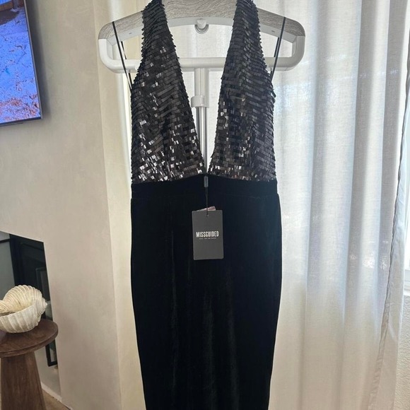 Black Velvet Sequince Dress Missguided - Picture 5 of 5